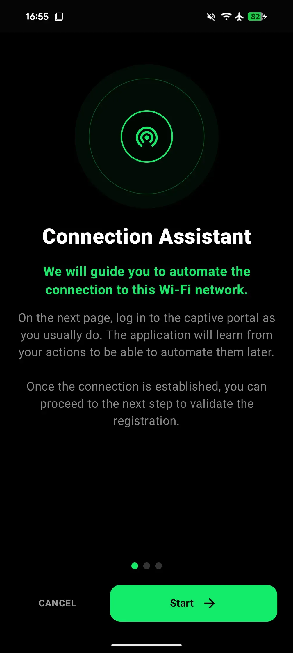 Écran EasyFy : assistant de première configuration