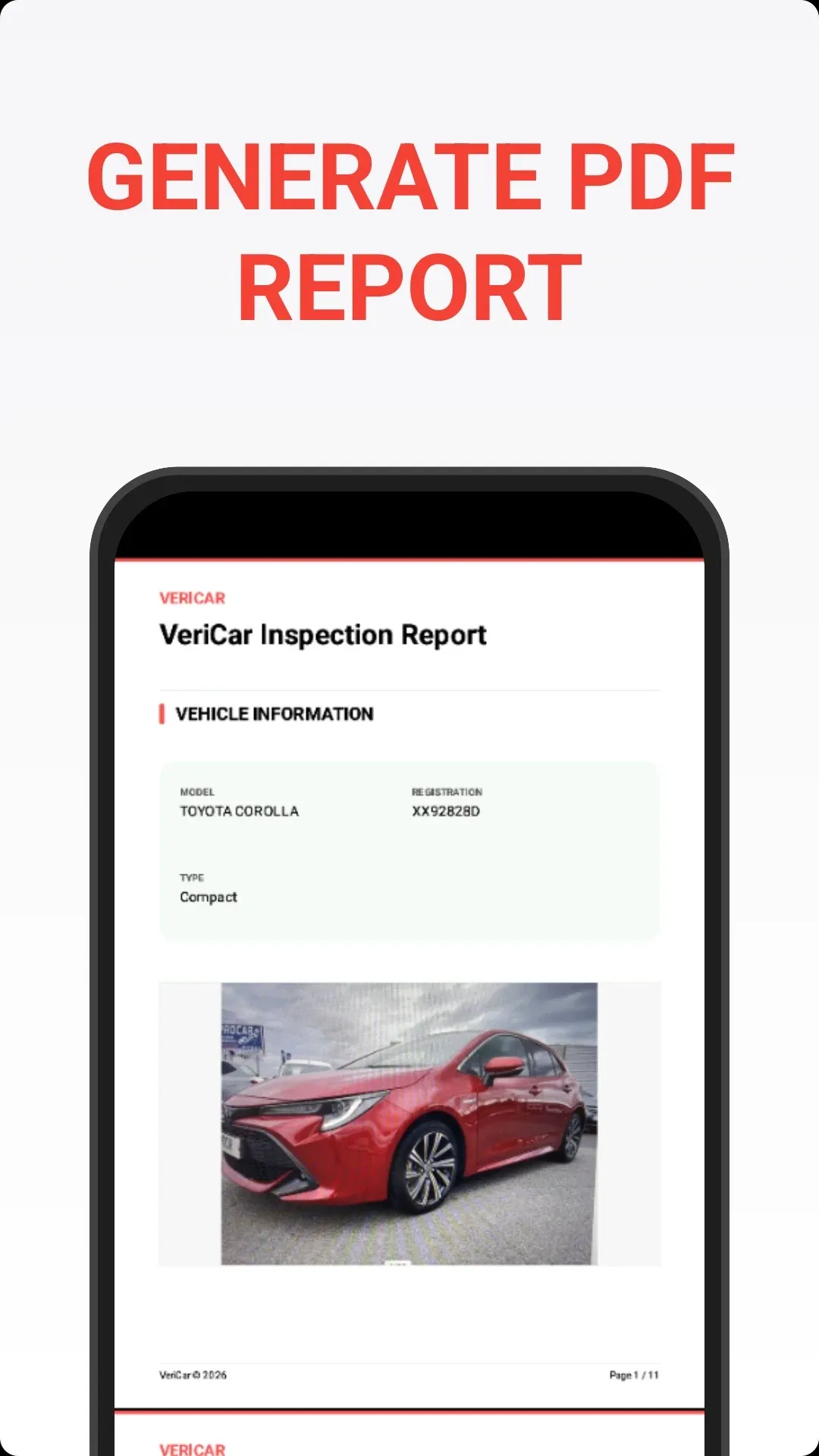 Écran VeriCar : signature puis rapport prêt à partager